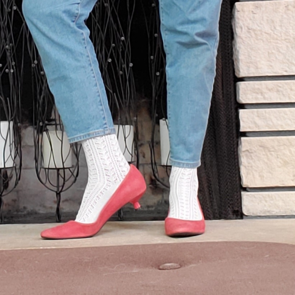 Coral Kitten Heels